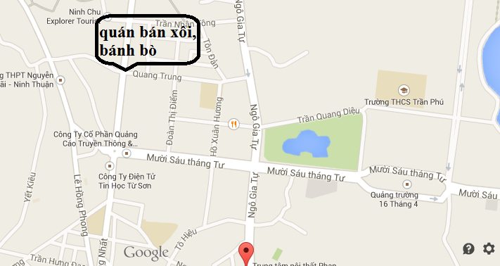 huong dan duong di den quan xôi bánh bò o pahn rang ninh thuan